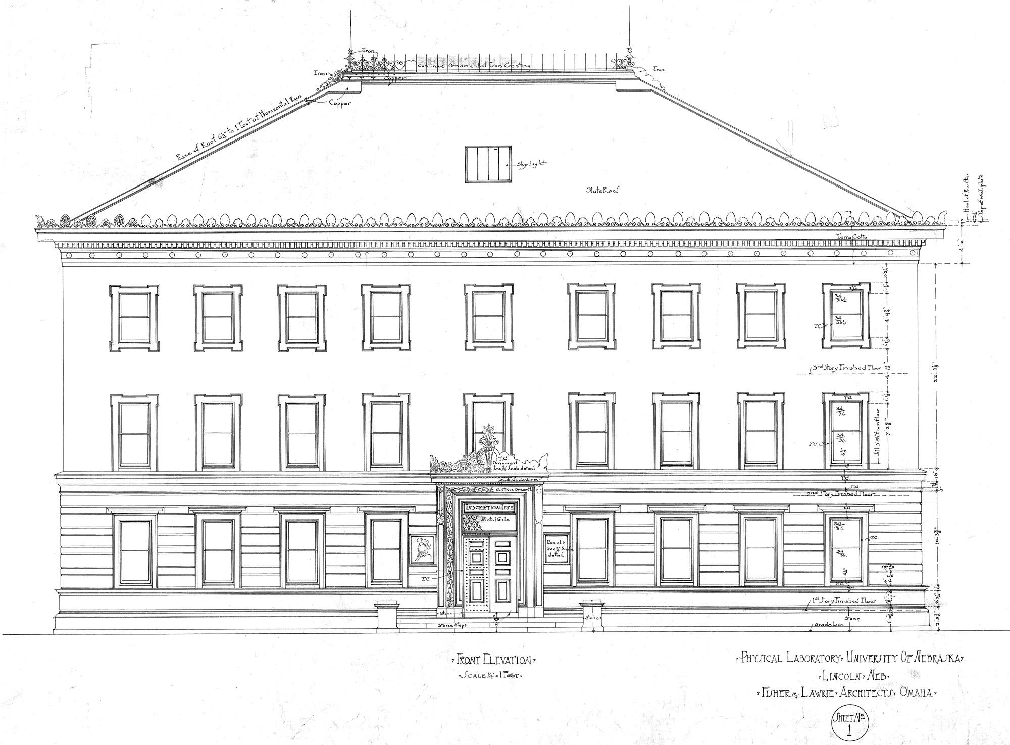 View plan image description front elevation year 1904 source unl facilities management